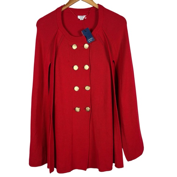 Crown Ivy Poncho One Size Red Holiday Cape Wrap Soft Warm Lightweight Shawl NWT - Picture 2 of 8